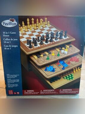 10-in-1 Wooden Game Set - Brown
